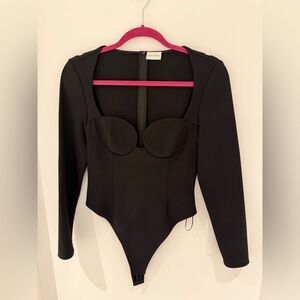 Magda Butrym black bustier bodysuit 36
